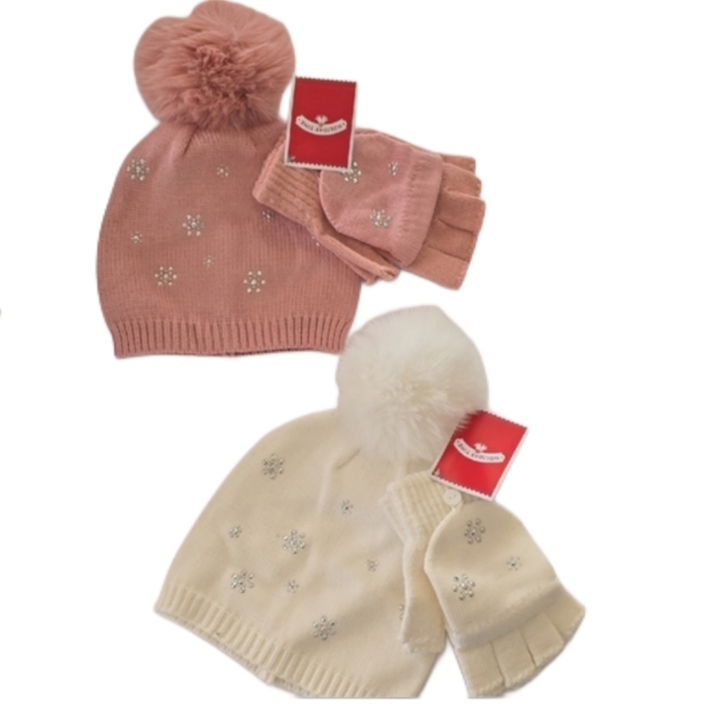 Holiday Time Knit Beanie and Glove Set- 2 Sets